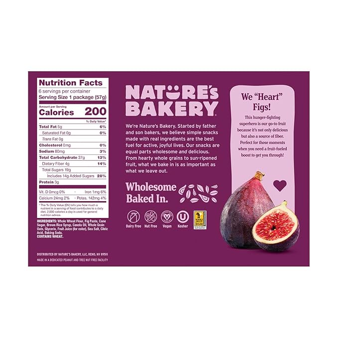 Nature's Bakery Whole Wheat Fig Bars, Real Fruit, Vegan, Non-GMO, Snack bar, Raspberry, 36 Count