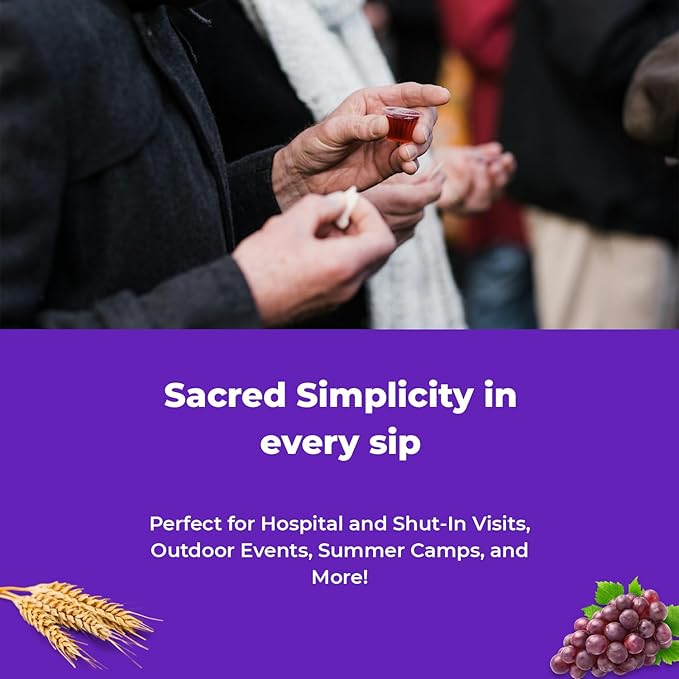Kingdom Prefilled Communion Cup with Wafers(100 ct-red juice) Sealed in a Single-Serving Container with Upto 1-Year Shelf Life, Perfect for Holy Eucharist Celebration in Hospitals,Summer Camps, and more!