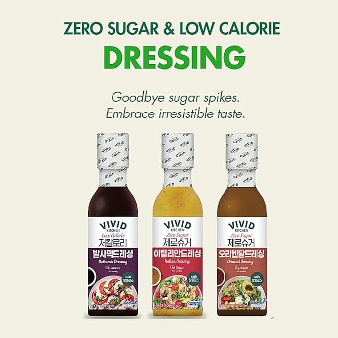 VIVID Kitchen Zero Sugar & Low Calorie Dressings | Italian/ Oriental/Balsamic Dressing (Salad Dressing) 7.5 fl oz – Soy-Sesame Based Asian Salad Dressing – Keto & Vegan Friendly – No Sugar, No Preservatives (Balsamic Dressing (Low Calorie))