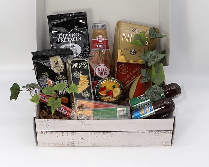 Gift Basket Village: V.I.P. Gift Box - Deluxe Assortment of Sausages, Nuts, Cheese, Candies & Snacks, Ideal for Any Occasion