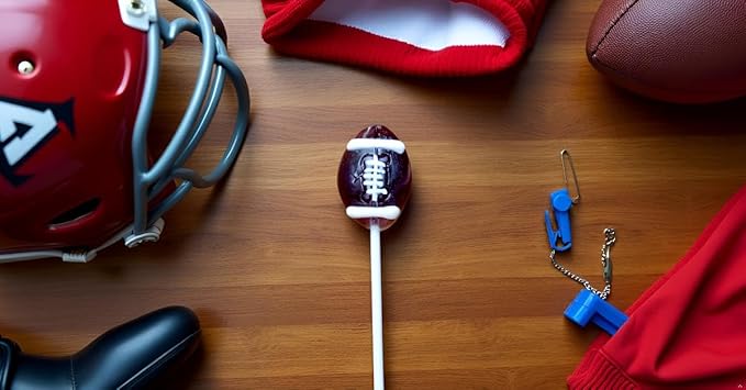 Football Lollipops Candy 20 Pack, Artificial Dye Free, Game Day Party Favors, Tailgate Snacks, Sports Party Supplies, Strawberry Flavor