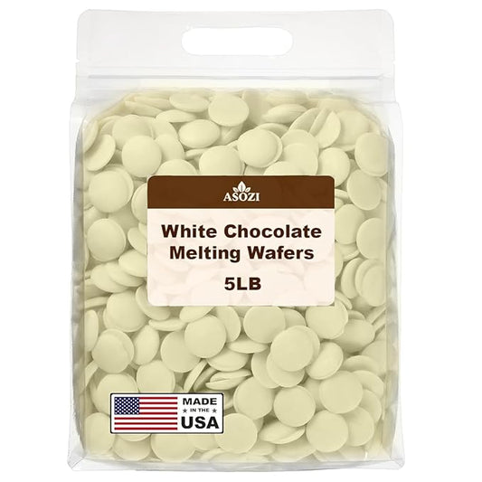 White Chocolate Melting Wafers 5lb - Premium White Chocolate Chips for Baking & Desserts - Smooth Melting Chocolate for Dipping, Drizzling & Molding - Resealable Bag for Freshness