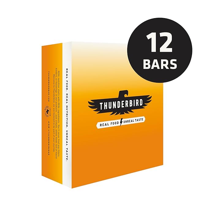 Thunderbird Bars Energy Snack, Gluten-Free with Protein, Healthy Real Food, Vegan Non-GMO, No Added Sugar (12 Count, 1.7 oz. Bars) (Crunchy Peanut Butter)