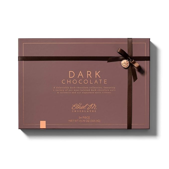 Ethel M Chocolates 24 Piece Premium Dark Chocolate Collection Assortment Candy Gift Box ? Exotic flavors, lemon, vanilla, caramel and more