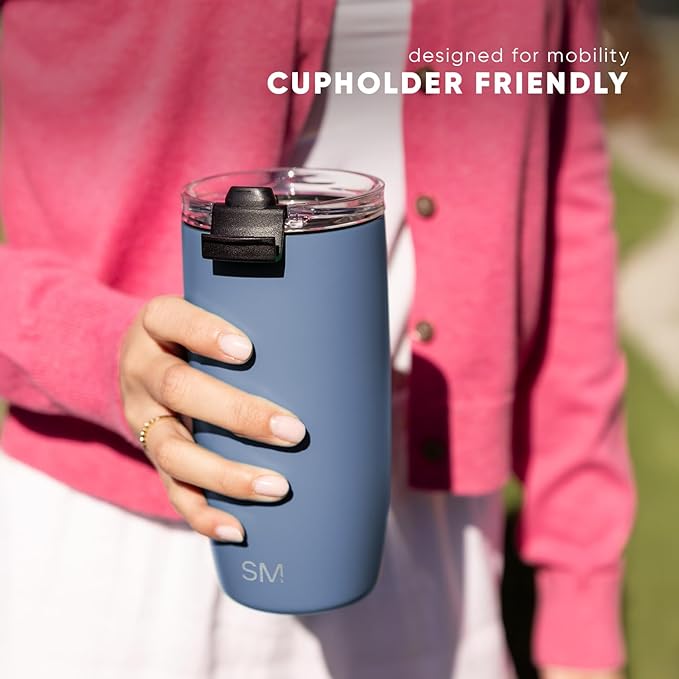 Simple Modern Travel Coffee Mug Tumbler with Flip Lid | Reusable Insulated Stainless Steel Cold Brew Iced Coffee Cup Thermos | Gifts for Women Men Him Her | Voyager Collection | 12oz | Moonlight