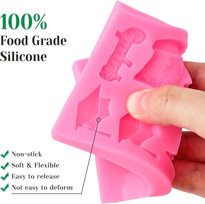 CLUEWR 4 PCS Graduation Chocolate Fondant Molds, Silicone Graduation Cap Diploma Candy Molds for Cake, Cupcake Decorations, Graduation Party Supplies