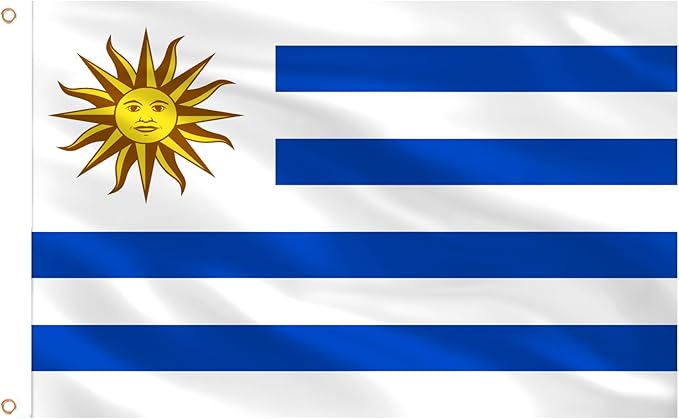 Ahfulife Uruguay Flag 3x5 Ft, 1 Pc Large Uruguayan National Flags for Outdoor Indoor, Double Sided with Brass Eyelets for World Cup, Party, Garden, Bar, Street Decor