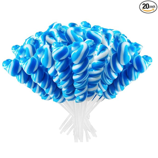 20 Pack Something Blue Twisty & Swirl Lollipops - Lollipops Candy Individually Wrapped Bulk for Wine Day - Twisty Candy Lollipop Suckers for Wedding, Birthday