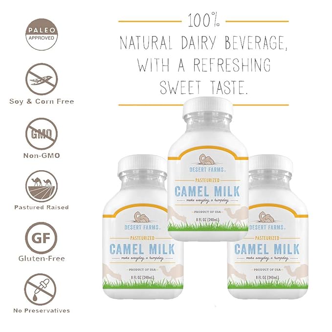 Desert Farms - Organic Fresh Frozen Camel Milk - Fresh Flavor with Health Benefits - Pure & Natural Grade A - Allergen Free Milk from Healthy Camels in Midwest - Made In The USA [6 Pack]