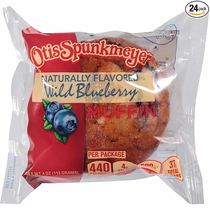 Otis Spunkmeyer Wild Blueberry Muffin, 4 Ounce, 24 Count Case
