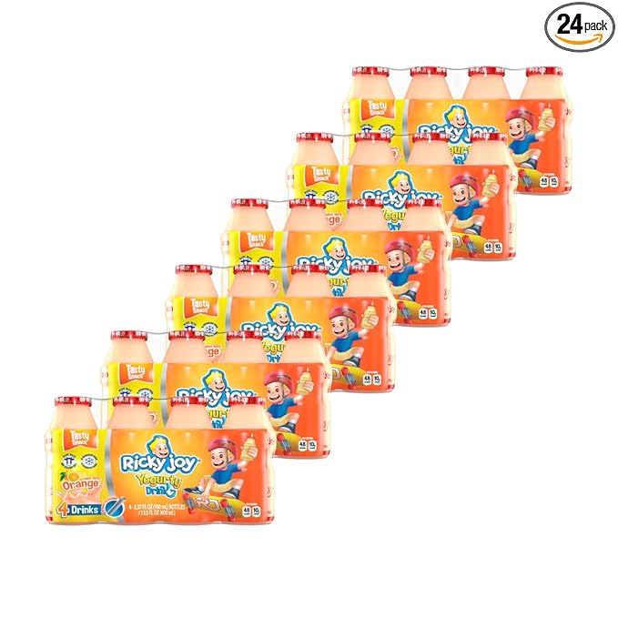 Ricky Joy® Yogurty Drink, 3.37 fl oz each., 24 Bottles, Orange (Pack of 24)