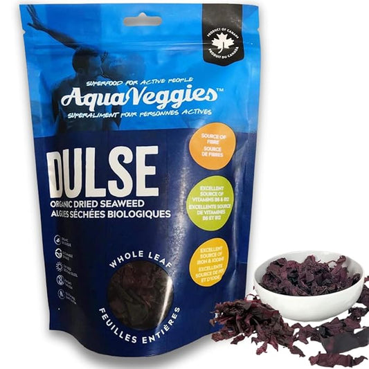 Aqua Veggies Organic Whole Leaf Dulse – 2oz(Pack of 1) – Atlantic Seaweed, Sun-Dried & Hand-Harvested – Rich in Iodine, B12, Vegan Protein – Gluten-Free Sea Vegetable Superfood