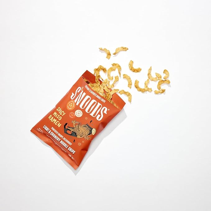 S’NOODS Spicy Miso Ramen Chips - Light & Crunchy Noodle Chips - Plant-Based Protein - Vegan Snacks - Gluten-Free - Perfectly Crispy & Delicious - For Adventurous Snackers - 0.74 oz (12 Pack)