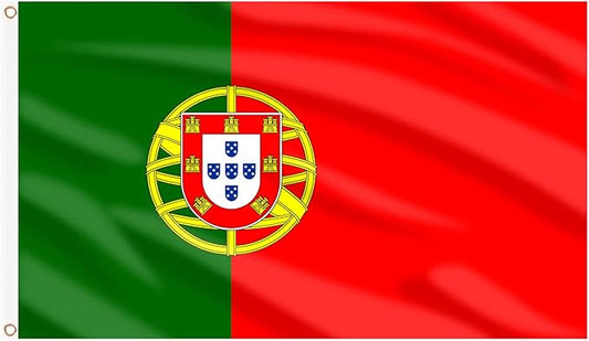 AhfuLife 2 Pcs Portugal Flag 3x5 Ft, Portuguese Flag Large Portugal National Flags for Outside - Double Side with Brass Eyelets for Olympic Party Decorations, Bar Street Decoration Indoor Outdoor