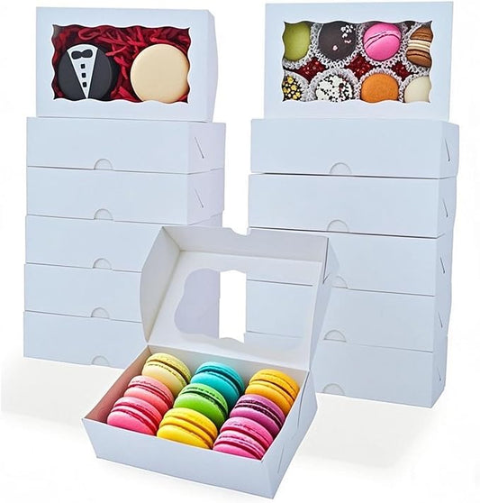 RomanticBaking 15 Pack White 7 x 4 3/8 x 1 1/2inches Cookies Boxes with Window Bakery Boxes Cakesicle Boxes Pretzel Boxes for Wedding Baby Shower