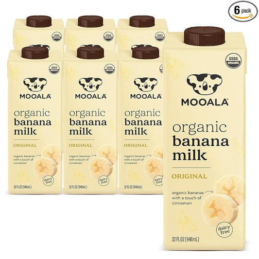 Mooala – Organic Original Bananamilk, 32 FL Oz (Pack of 6) – Shelf-Stable, Non-Dairy, Nut-Free, Gluten-Free, Plant-Based Beverage