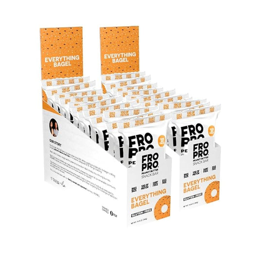 FROPRO Snack Bars - Plant Based Protein Bars, All-Natural, Gluten, Dairy, & Soy Free, High Protein Bars with Low Calories | Everything Bagel, 24 Pack