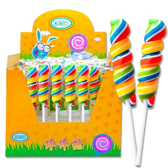 DAMAICHUHAI Rainbow Lollipops - 48 Count Individually Wrapped Bulk Lollipops | Perfect Birthday Party Favors for Kids & Candy for Goodie Bags，Party Favor Candy