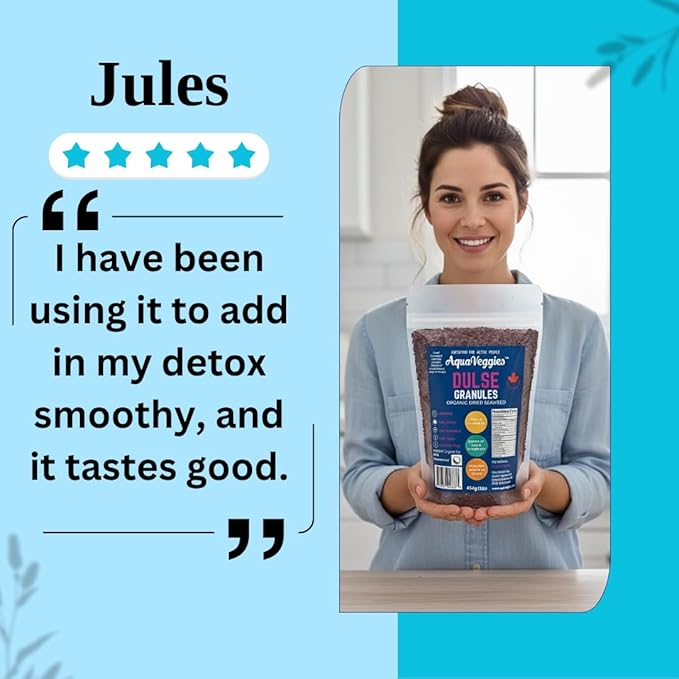 Aqua Veggies Organic Atlantic Dulse Flake Granules Sea Vegetable, Wild-Harvested, Sun-Dried Superfood Seaweed Snacks| Rich in Iodine, B12, Iron, Calcium, Fibre & Plant-Based Protein (1 lb)