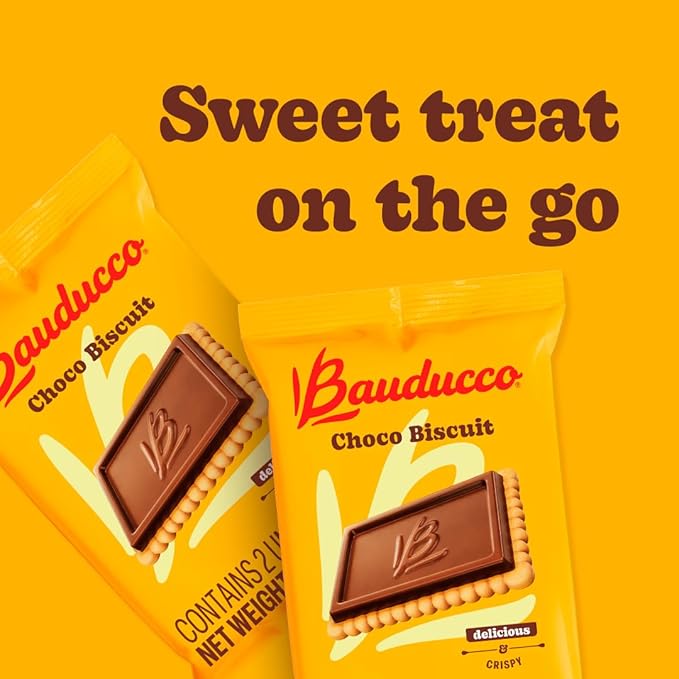 Bauducco Choco Biscuit Cookies – Crispy Chocolate-Covered Biscuits, Individually Wrapped for Snacking, Dessert, and Lunch Boxes, 15.2 oz (Pack of 24)