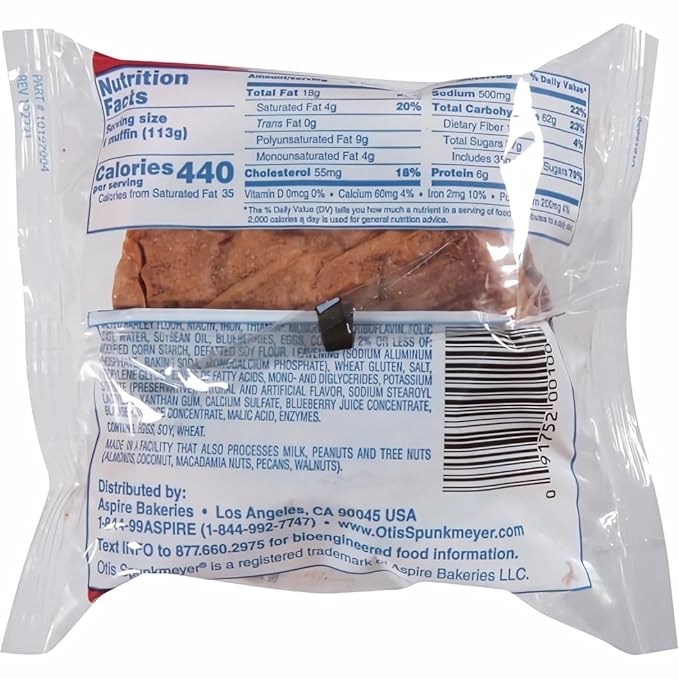 Otis Spunkmeyer Wild Blueberry Muffin, 4 Ounce, 24 Count Case