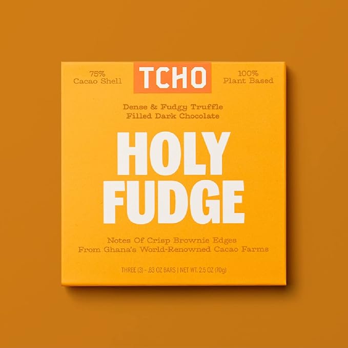 TCHO Holy Fudge 75% Dark Chocolate Bars (5 pack) | Single Origin Ghana, Dairy Free, Organic & Fair Trade | Non-GMO, Vegan, Soy Free, Gluten Free (2.5oz each)