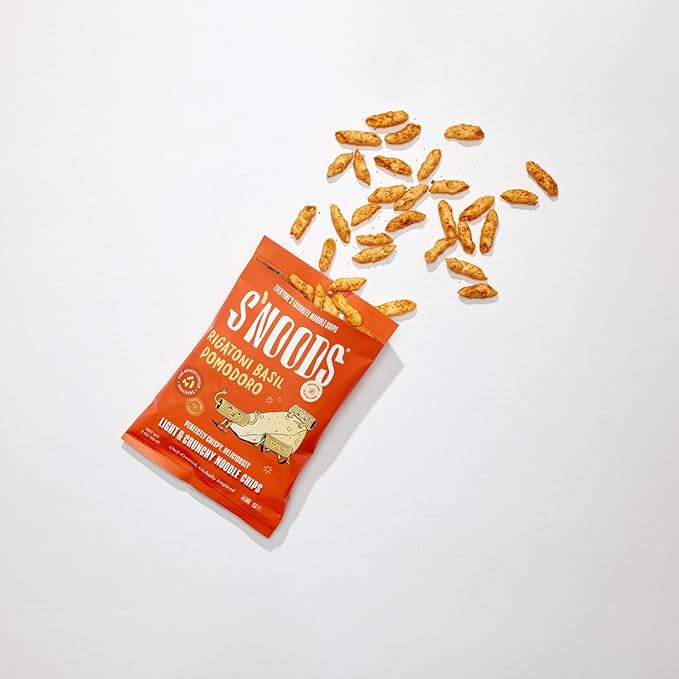 S’NOODS Rigatoni Basil Pomodoro Chips - Light & Crunchy Noodle Chips - Plant-Based Protein - Vegan Snacks - Gluten-Free - Perfectly Crispy & Delicious - For Adventurous Snackers - 0.74 oz (12 Pack)