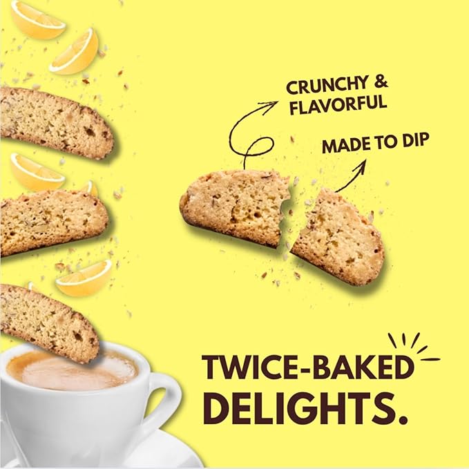Tutti Gourmet Gluten Free Lemon Biscotti, 9.9 oz (283g) Resealable Cookie Bag - Vegan and Halal Snacks