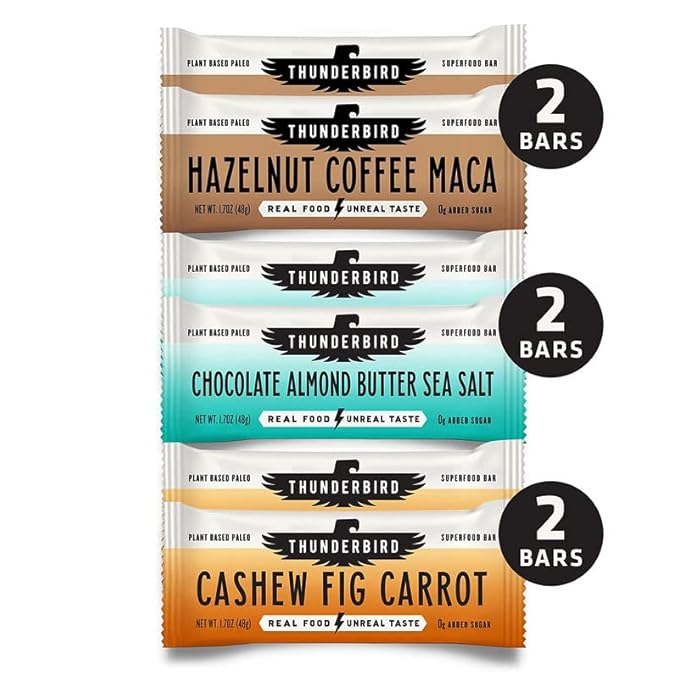 Thunderbird Real Food Bars, Seasonal Variety Pack, Gluten Free, Paleo, Vegan Snack Food Bars, 61.2 Ounce