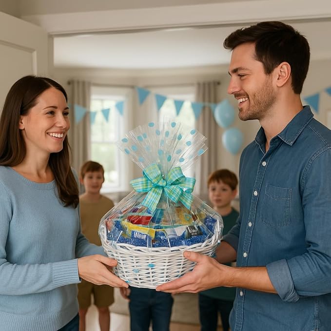 Handcrafted Gift Basket with Chocolates, Cookies, Snacks & Candy. Perfect for Birthdays, Sympathy, Holidays, Clients & Thank You Gifts (Executive: $199.99, Baby Boy)