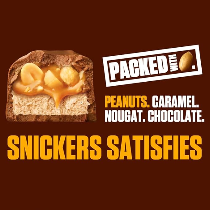 SNICKERS Candy Milk Chocolate Bars, Share Size Bulk Pack, 3.29 oz Bar (Pack of 24)