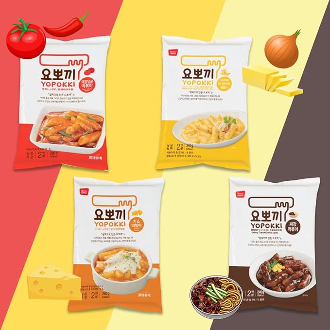 Yopokki Instant Tteokbokki Pack (Sweet Mild Spicy, Pack of 2) Korean Street food with sweet and moderately spicy sauce Topokki Rice Cake - Quick & Easy to Prepare
