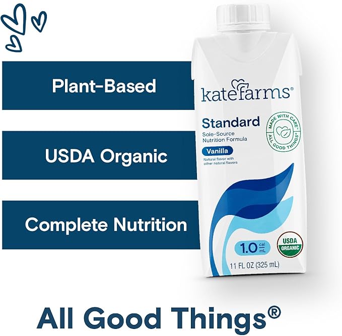 KATE FARMS Organic 1.0 Vanilla Nutrition Shake, 16g protein, 27 Vitamins and Minerals, Meal Replacement Shake 11 oz (12 Pack)