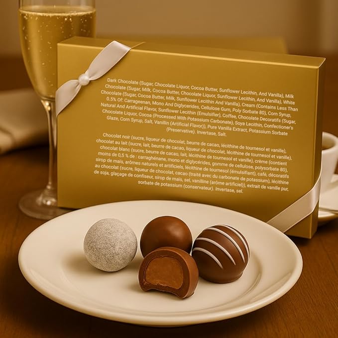 Andy Anand Chocolatier Belgian Chocolate Truffles Gift Box – Gluten Free Premium Flavor-Inspired Assortment, Rich & Decadent Gourmet Truffles for Chocolate Lovers (24 Pcs)