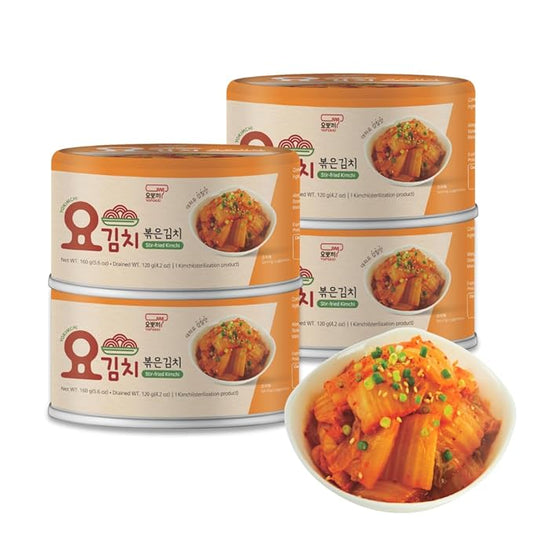 YOPOKKI Korean Stir-fried Kimchi Canned Napa Cabbage - Non-GMO, Gluten-Free, No Artificial Colors, 4 EA