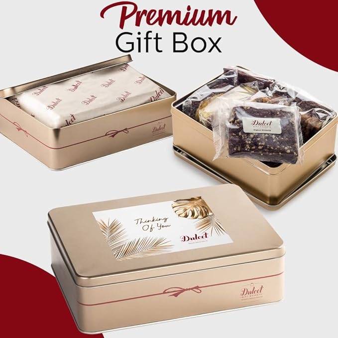Thinking of You Gift Basket - 18 Individually Wrapped Brownies Freshly Baked in a Variety of Flavors - Dulcet's Signature Flavored Fudge Brownies - Gift Box Comes with Thinking of You Card