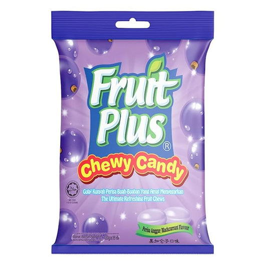 Fruit Plus Chewy Candy, Malaysian Individually Wrapped Bulk Candy, Fruit Snacks for Halloween Christmas Party, Non-Melting, 4.2 Oz Bag (Approx. 39 Count)(Blackcurrant)
