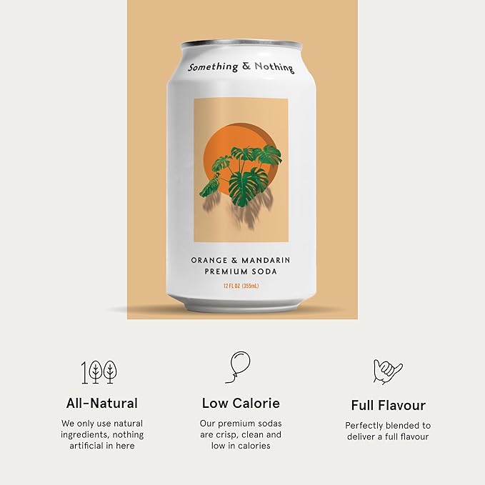 Something & Nothing Orange & Mandarin Flavored Sparkling Water | Lightly Carbonated & Full of Flavor with Added Grape & Lemon Juice | Vegan & Low Calorie Premium Soda | 12 Fl Oz Cans (Pack of 12)