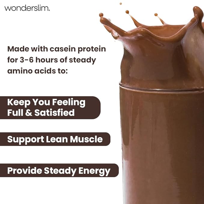 WonderSlim Meal Replacement Shake, Dark Cocoa Cream, 15g Protein, 24 Vitamins & Minerals, Gluten Free, Low Carb (7ct)
