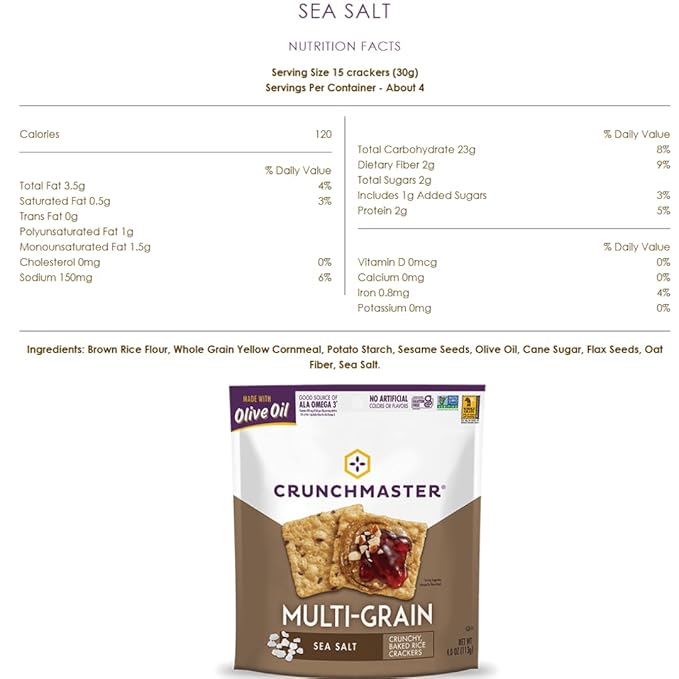 Crunchmaster Multiseed & Multigrain Crackers Variety Pack, – Original, Rosemary Olive Oil, Roasted Garlic & Everything, Sea Salt, Aged White Cheddar (6 Count)