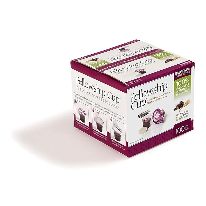 BROADMAN CHURCH SUPPLIES Pre-filled Communion Fellowship Cup, Juice and Wafer Set, 100 Count
