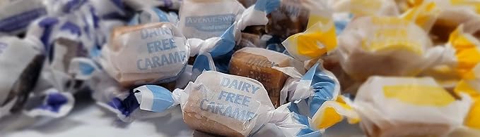AvenueSweets - Handcrafted Dairy Free Vegan Individually Wrapped Soft Caramels - 1 lb Box - Assorted Flavors