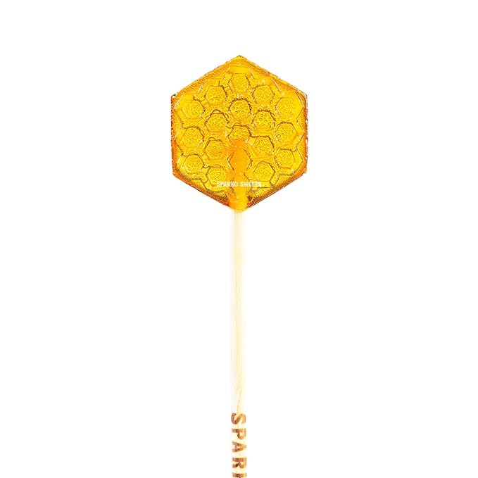 Sparko Sweets Natural Honeycomb Lollipops, Made in USA, No Artificial Ingredients, No Corn Syrup, 40 Pieces, 1.2-inch Diameter, 1.5 lbs, Gold – Ideal for Tea Stirrers, Sore Throat Remedy, and Gifts