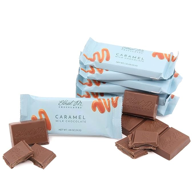 Ethel M Chocolates Premium Milk Chocolate Caramel Filled Bars, Individually Wrapped Chocolate Candy Bars, for Gifting, Holidays & Everyday Indulgence (8 Pieces)