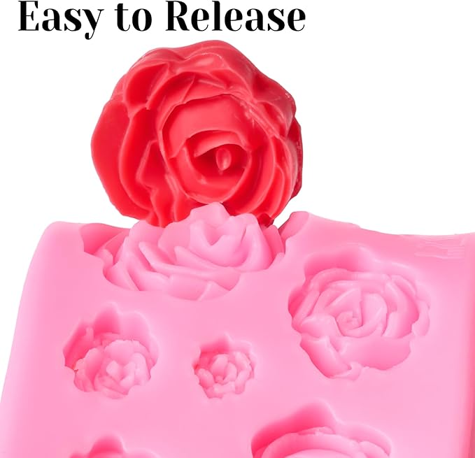 CLUEWR 6 PCS Silicone Letter Molds, Non-Stick Number Alphabet Heart Rose Flower Fondant Molds for Chocolate, Candy, Cake Decoration, Cupcake Topper