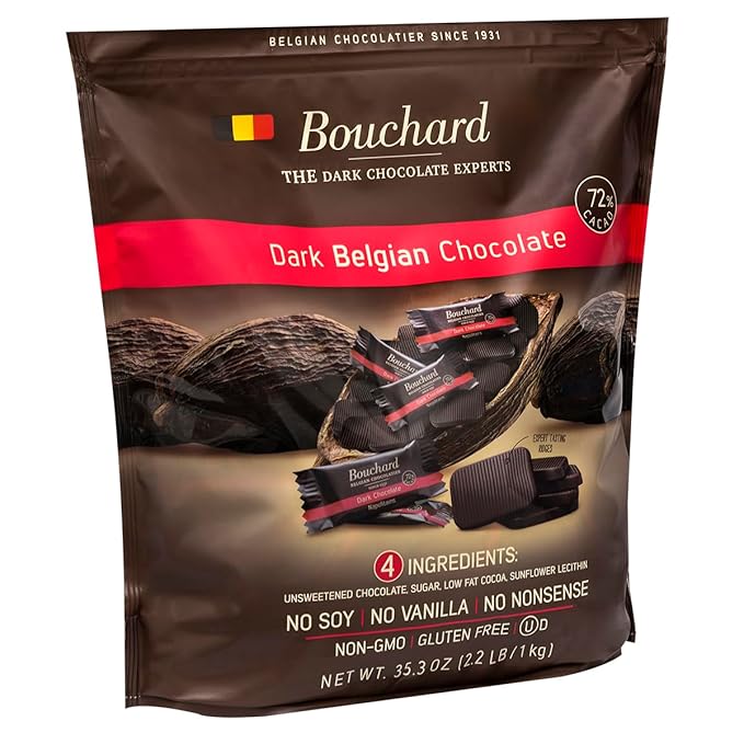 Bouchard Belgian Dark Chocolate Napolitains (72% Cacao) 35.3 OZ (2.2 LB/1KG)