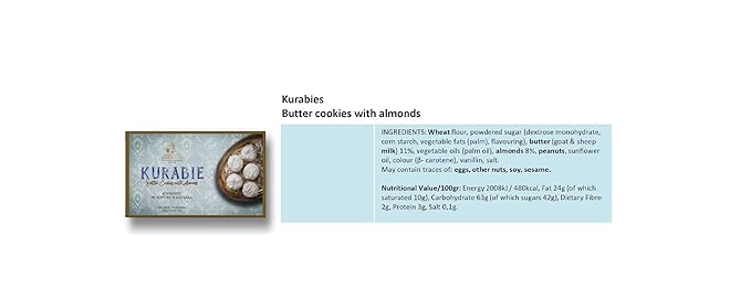 Biscotti Tsoungari - Kourabie -Kurabie – Traditional Greek Butter Cookies with Almonds, 250g (8.82 oz)