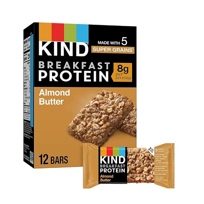 KIND Breakfast Bars Variety Pack – 60 Bars – Dark Chocolate Cocoa, Honey Oat, Peanut Butter, Blueberry Almond & Almond Butter – Healthy On-the-Go Snack Bars