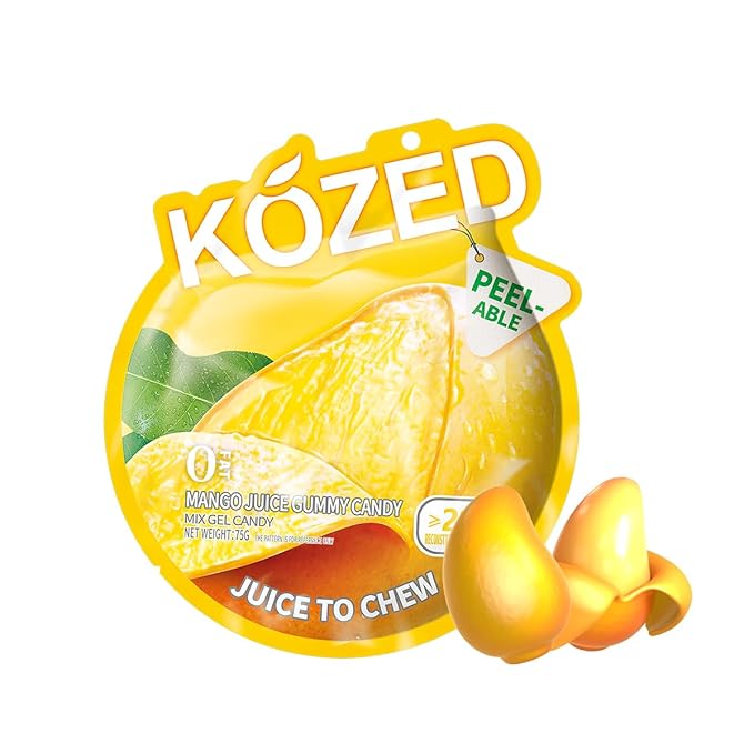 Happy Global Kozed Peelable Gummy Candy Mango Flavors 3 Pack, Fun Fruity Role Party Snack, Chewy Sweet Treat with Juicy Flavor,Halal-Certified Holiday Gifts