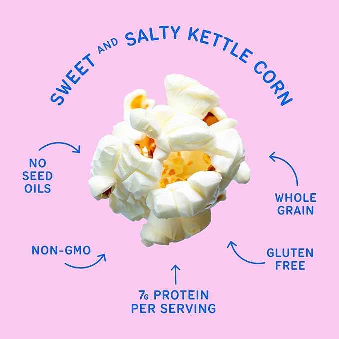 Khloud Protein Popcorn - Sweet & Salty Kettle Corn - 7g Protein Snacks for Adults & Kids - Flavored Popcorn Made with Real Ingredients & Milk Protein Isolate - Non-GMO, Gluten-Free, Kosher - 5oz, 4pk